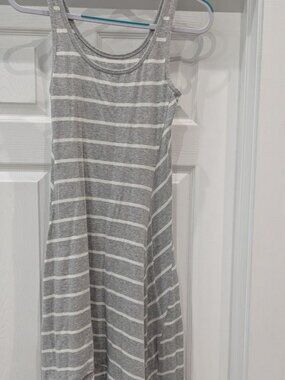 MNY Gray & White Striped Sleeveless High Low Dress Size Small